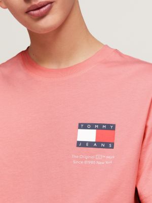 Pink T-Shirt | Essential Hilfiger Fit Logo | Tommy Slim