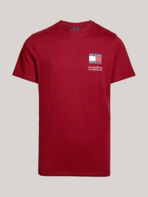 red essential slim fit logo t-shirt for men tommy jeans