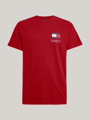red essential logo slim fit t-shirt for men tommy jeans