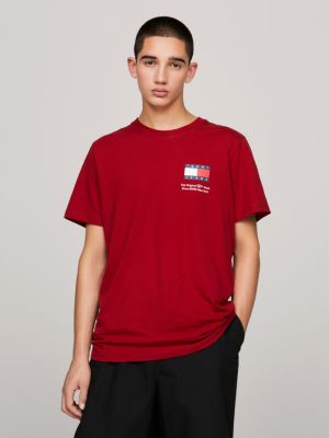 Tommy Hilfiger Camiseta masculina Tommy Jeans com bandeira, Blush vermelho  Aa 106-880, 3X-Large Big