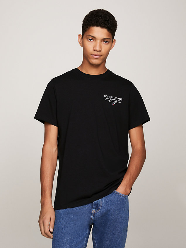 black essential slim fit logo graphic t-shirt for men tommy jeans