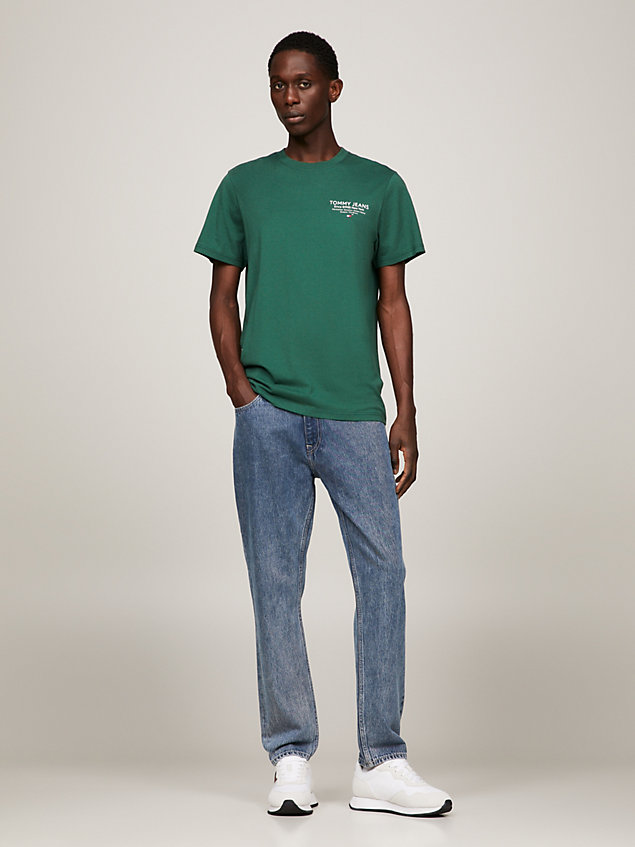 green essential slim fit t-shirt met logo-graphic voor heren - tommy jeans