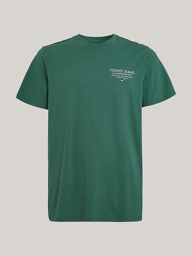 t-shirt essential slim fit con grafica e logo green da uomo tommy jeans