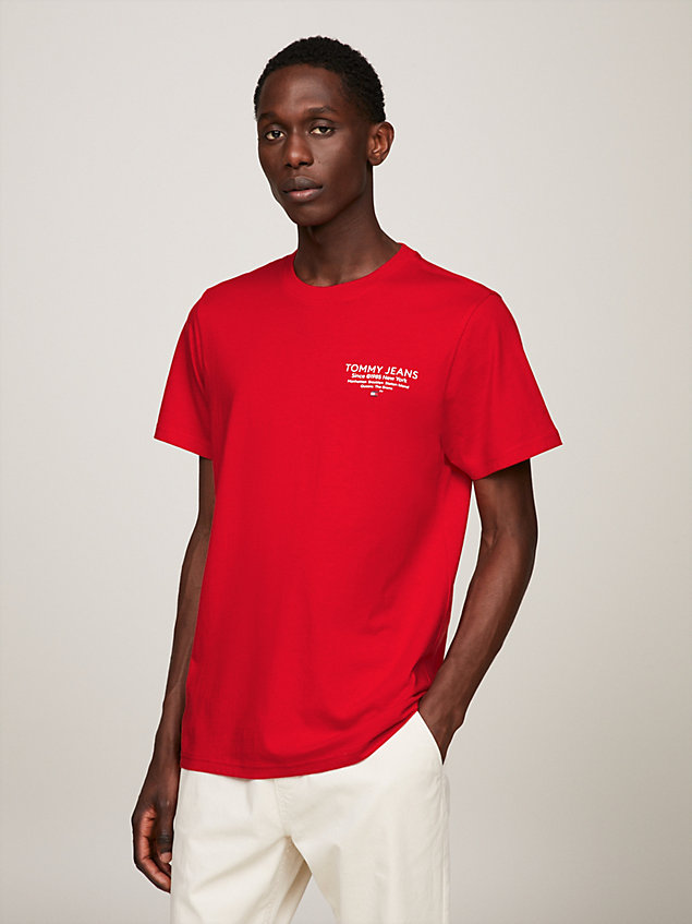 red essential slim fit logo graphic t-shirt for men tommy jeans