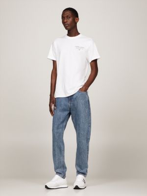 white essential slim fit t-shirt mit logo-grafik für herren - tommy jeans