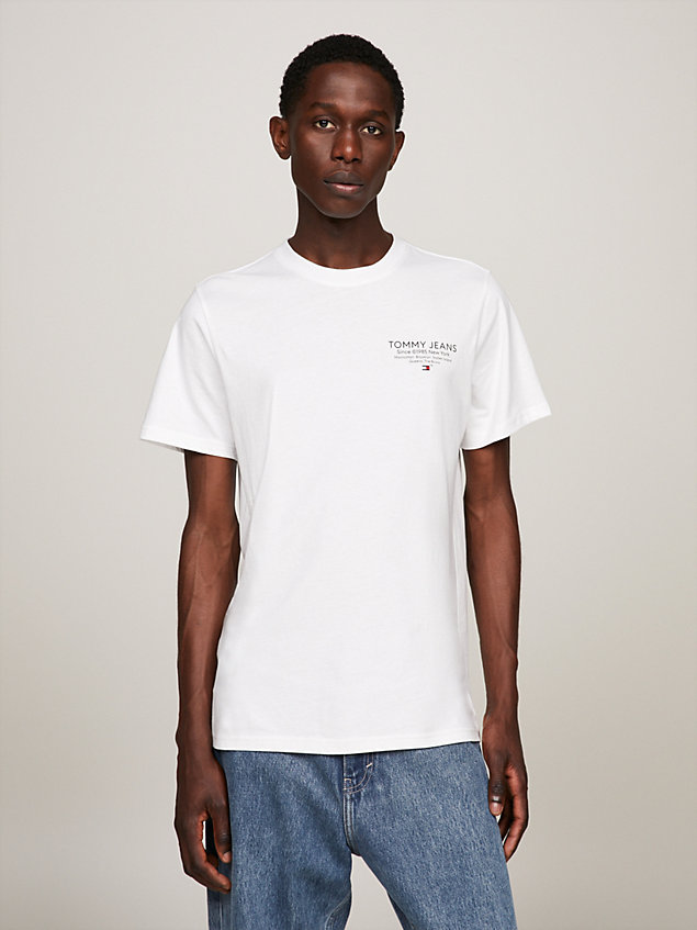 white essential slim fit t-shirt mit logo-grafik für herren - tommy jeans