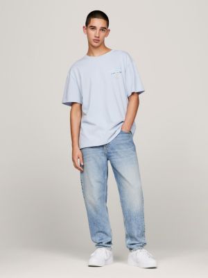 blue t-shirt mit metallic-rückenlogo für herren - tommy jeans