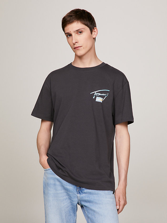 grey metallic back logo t-shirt for men tommy jeans