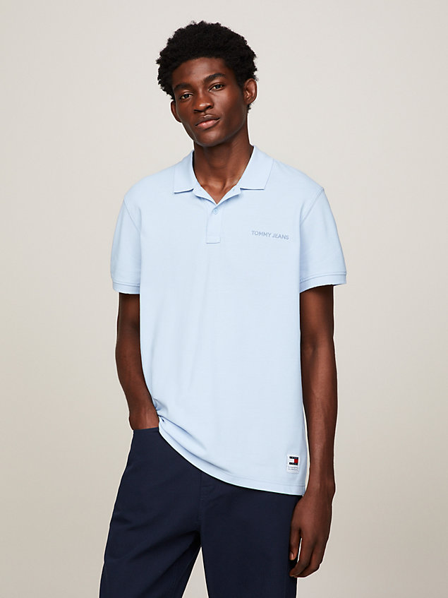 blue classics logo regular fit polo for men tommy jeans