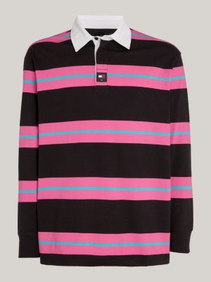 Men's pink long outlet sleeve polo shirt