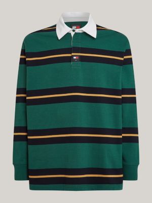Grün | Poloshirt Hilfiger Tommy mit Rugby-Streifen | Fit Casual