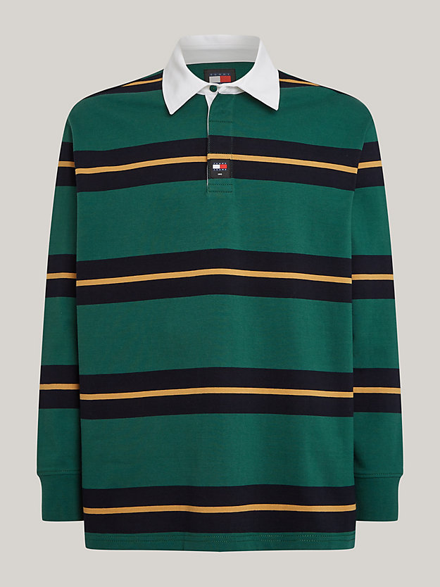 Rugby Stripe Casual Long Sleeve Polo | Green | Tommy Hilfiger