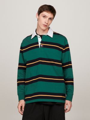 Rugby Stripe Casual Long Sleeve Polo