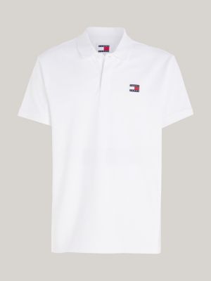 polo coupe standard à badge blanc pour hommes tommy jeans