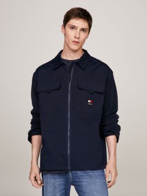 Loose Fit Twill Jacket - Navy blue - Men