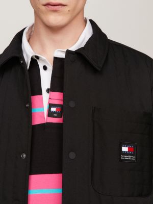 black quilted casual fit overshirt for men tommy jeans