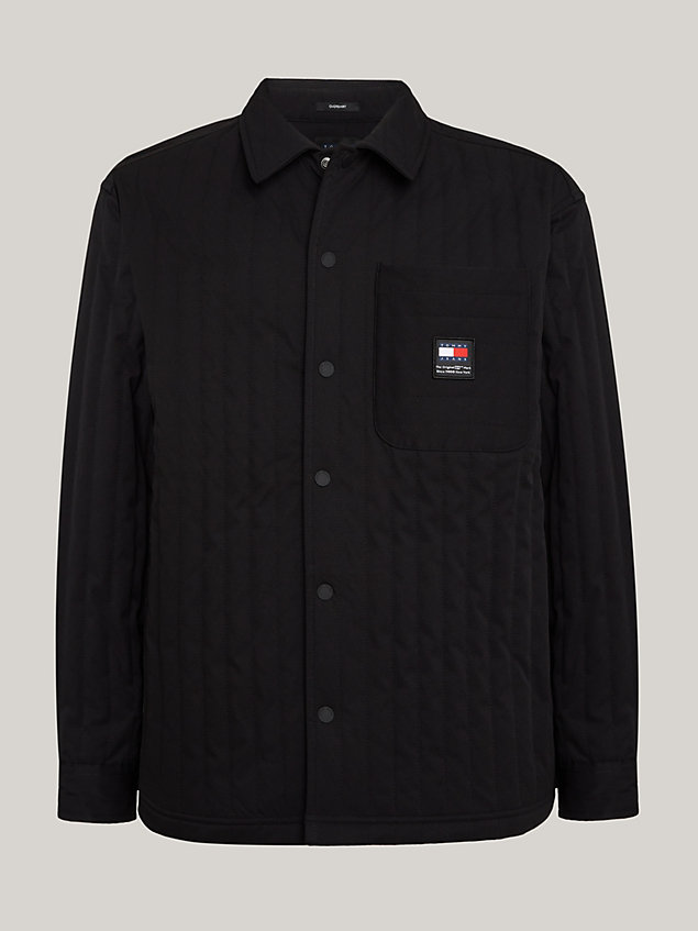 black quilted casual fit overshirt for men tommy jeans