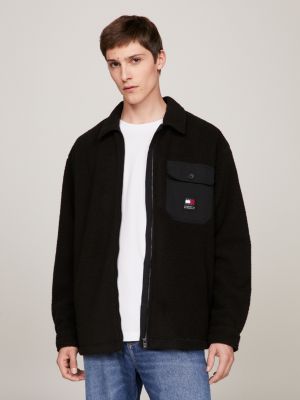 sopracamicia casual fit in sherpa black da uomini tommy jeans