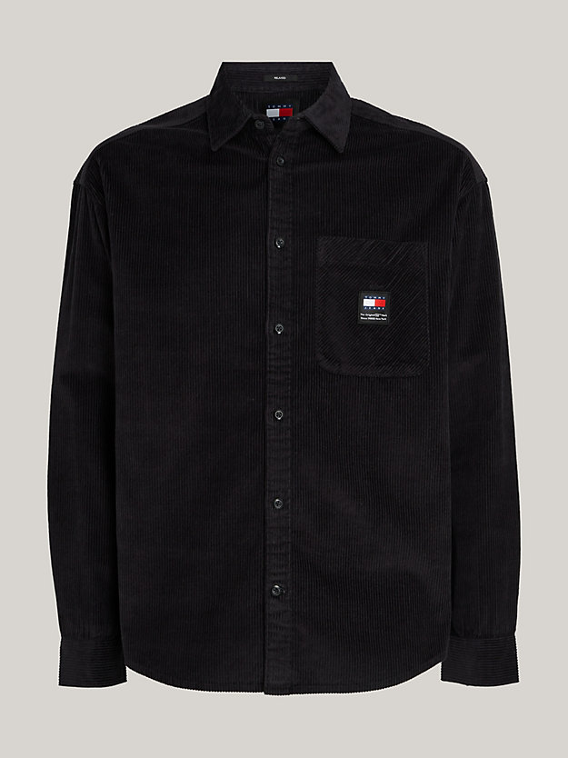 black chunky corduroy relaxed fit shirt for men tommy jeans