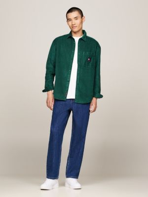 green relaxed fit hemd aus grobcord für herren - tommy jeans
