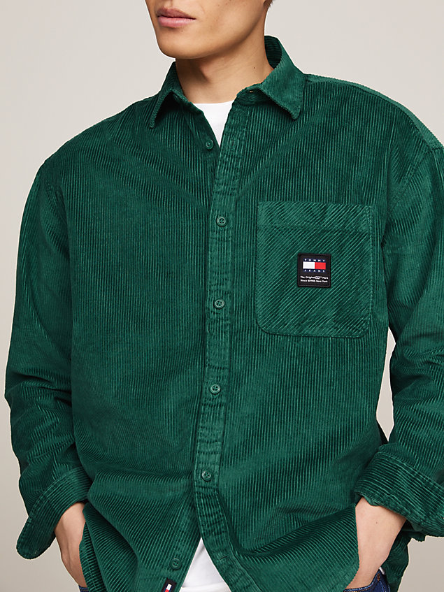 green relaxed fit overhemd van chunky corduroy voor heren - tommy jeans