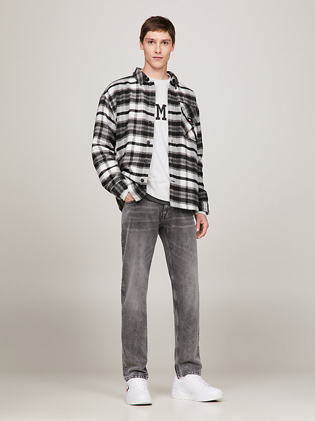 black polar fleece lined check overshirt for men tommy jeans