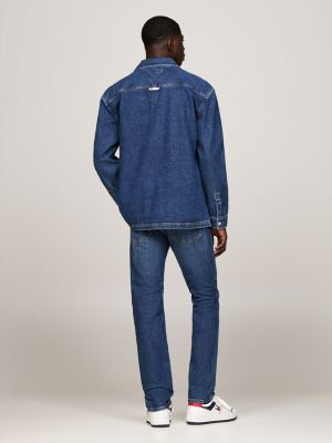 sopracamicia casual fit in denim con tasca blu da uomini tommy jeans