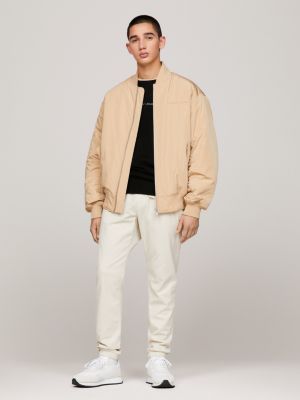 beige austin slim fit twill-jogginghose für herren - tommy jeans