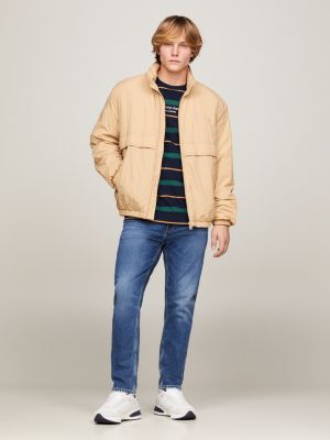 beige kapuzenjacke mit logo für herren - tommy jeans