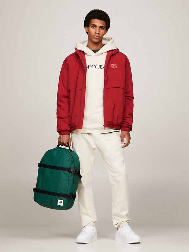 red tonal logo hooded jacket for men tommy jeans
