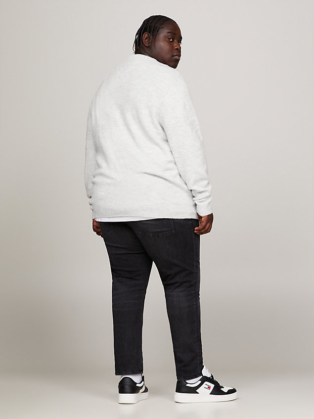 grey klasyczny sweter z logo dla mężczyźni - tommy jeans
