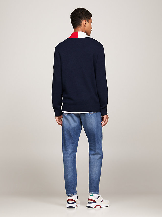 pullover archive con collo alto e mezza zip blue da uomo tommy jeans