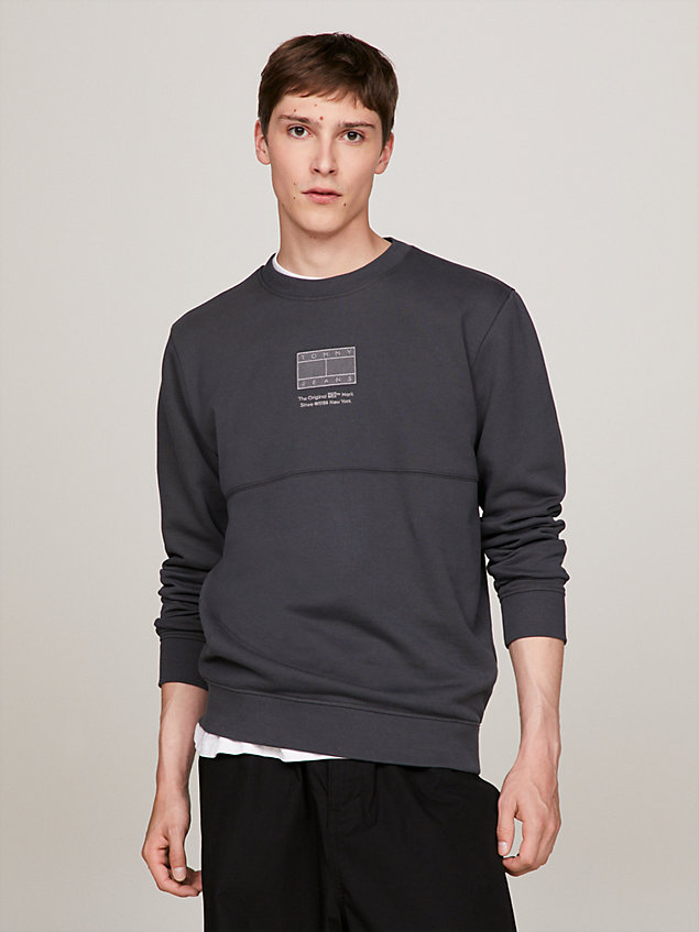grey tonal logo crew neck sweatshirt for men tommy jeans