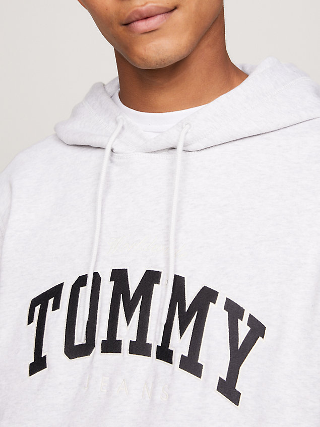 grey varsity logo terry hoody for men tommy jeans