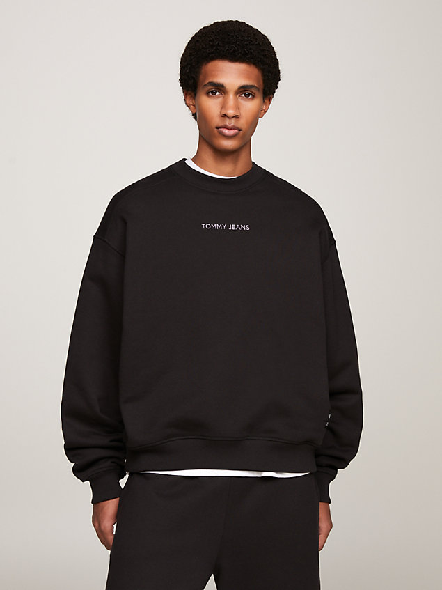 black classics logo boxy fleece sweatshirt for men tommy jeans