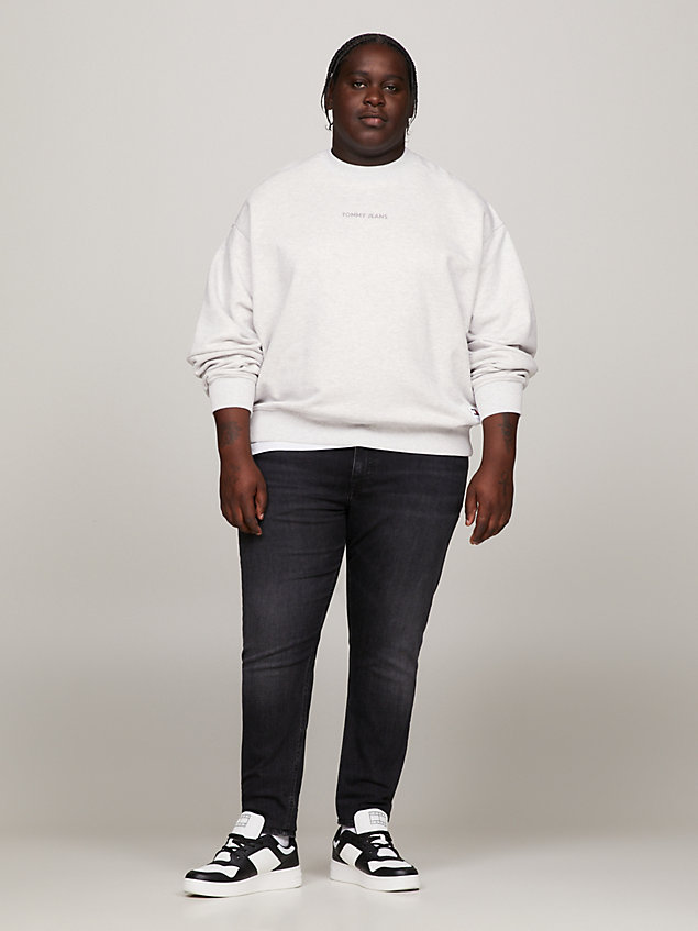 grey classics logo boxy fleece sweatshirt for men tommy jeans