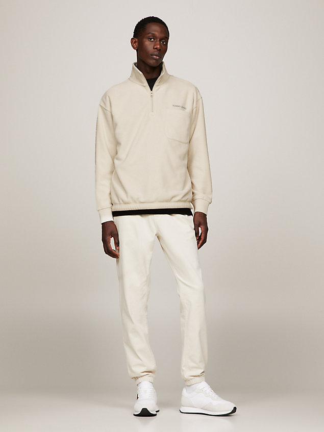beige classics relaxed polar fleece sweatshirt for men tommy jeans