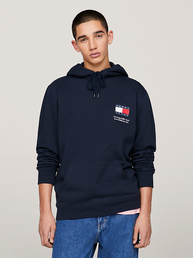 blue essential hoodie mit logo für herren - tommy jeans