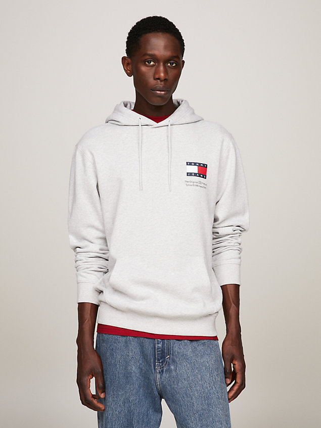 grey essential hoodie mit logo für herren - tommy jeans