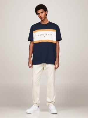 Colour-Blocked Crew Neck T-Shirt | Blue | Tommy Hilfiger