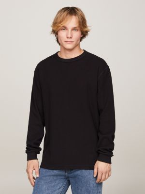 Black long hotsell sleeve waffle shirt