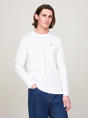 Tommy Hilfiger STRETCH SLIM FIT LONG SLEEVE TEE Branco - Entrega gratuita