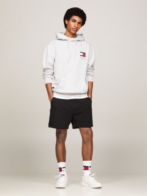 black cargo-shorts aus gebürstetem terry mit badge für herren - tommy jeans