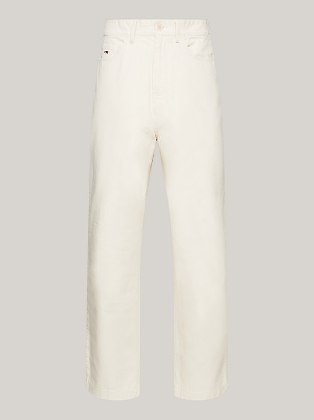 beige spodnie typu skater o luźnym kroju dla mężczyźni - tommy jeans