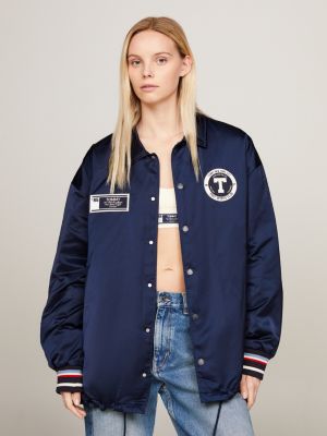 Varsity Back Logo Longline Coach Jacket | Blue | Tommy Hilfiger