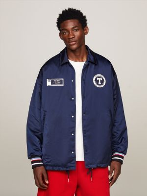 Varsity Back Logo Longline Coach Jacket | Blue | Tommy Hilfiger