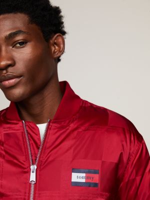 Tommy hilfiger bomber jacket on sale red