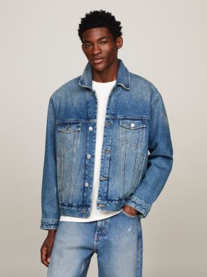 Dual Gender Distressed Denim Trucker Jacket