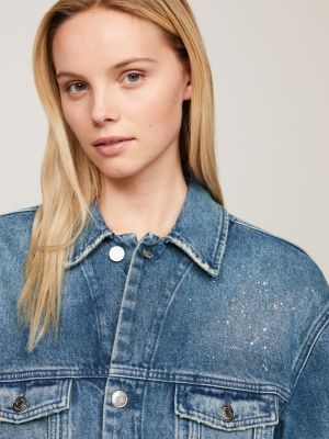 Dual Gender Distressed Denim Trucker Jacket | Denim | Tommy Hilfiger