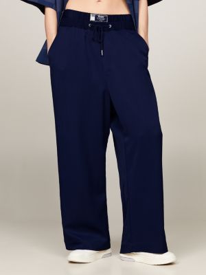 blue genderneutrale relaxed fit chinos mit weitem bein für herren - tommy jeans